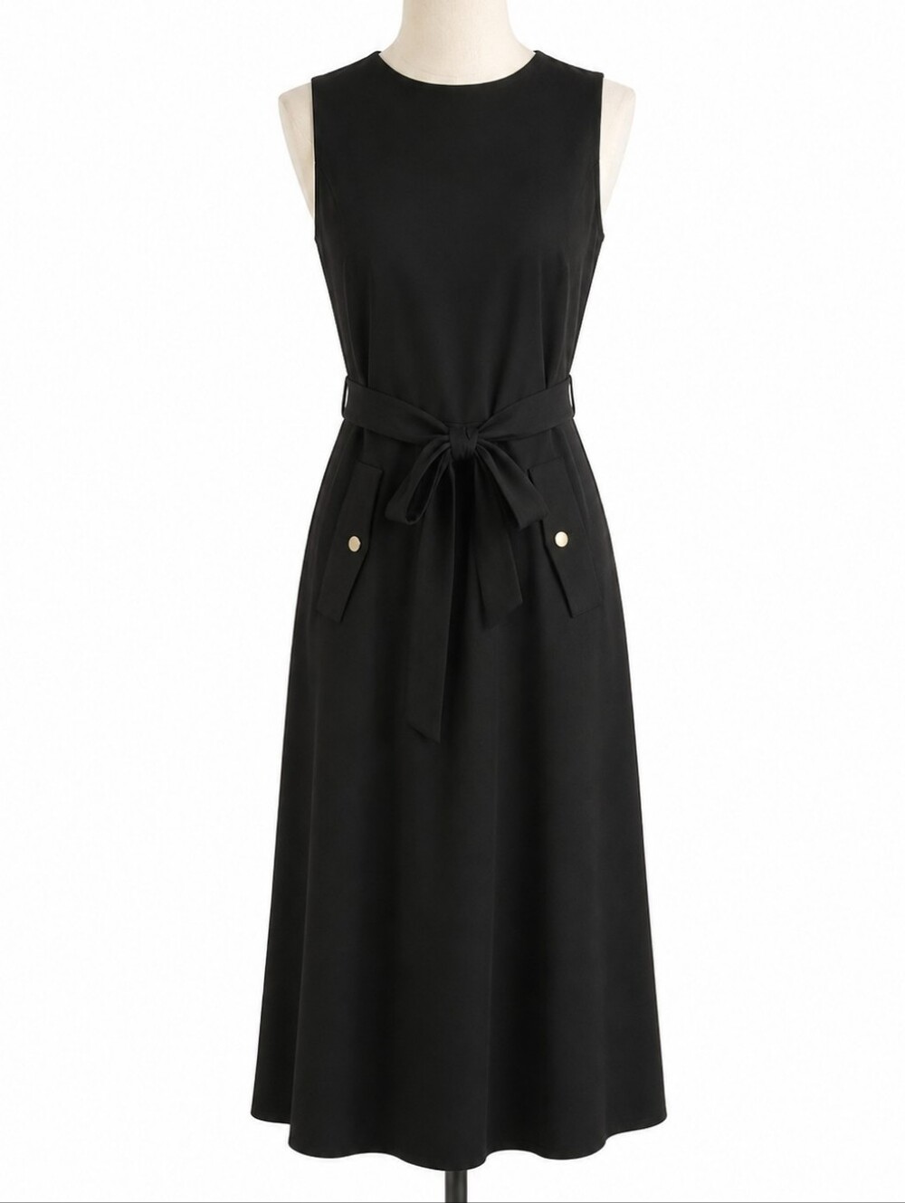 Nordstrom Black Sleeveless Tie-Waist Midi Dress s XL